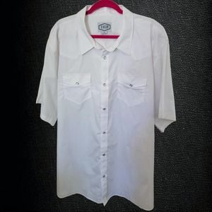 Gibson Mens White Short Sleeve Pearl Snap Cowboy Shirt, Big & Tall 4X